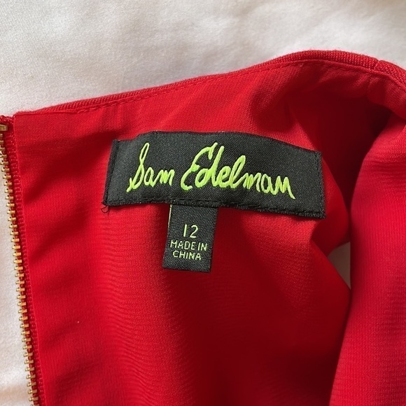 Sam Edelman Asymmetrical Sleeveless Red Dress Sz12 Knee Length Women Party EUC - Picture 6 of 10